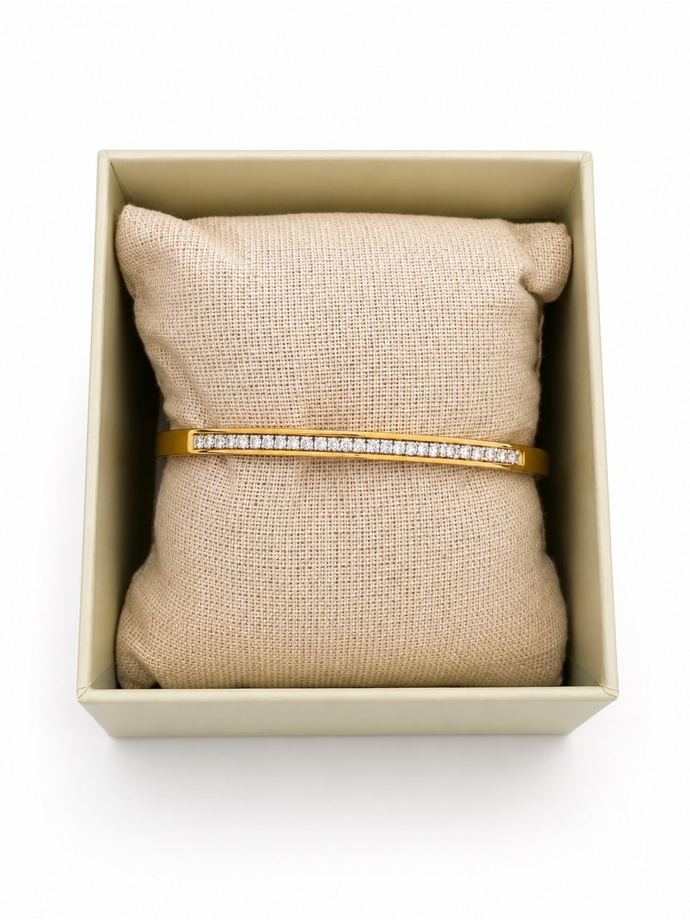 Crystal-Accented Gold Bangle Bracelet